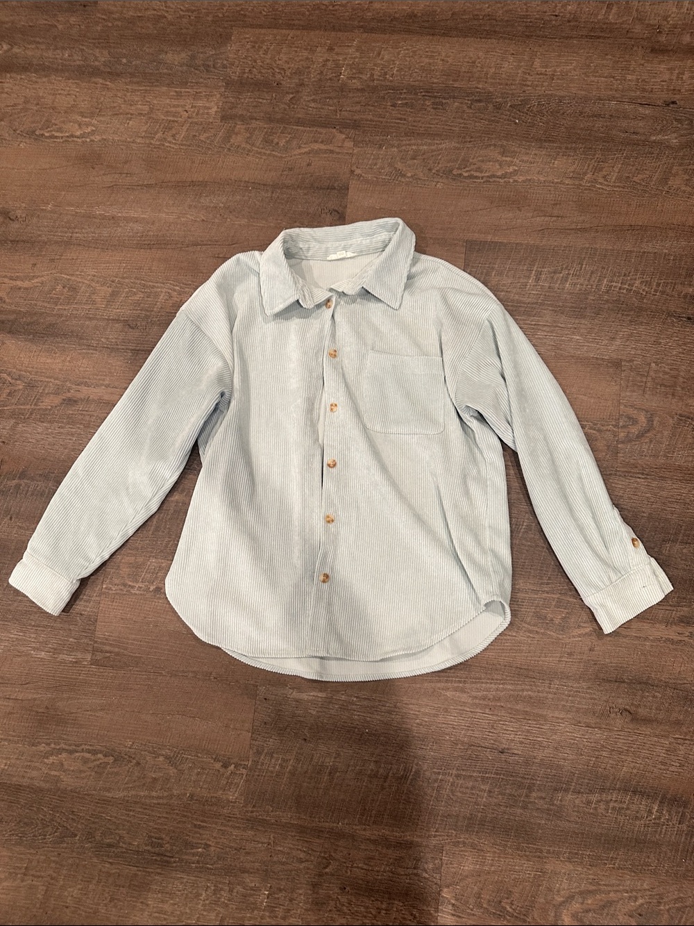 Light Blue Corduroy Button-Up Shirt - Women’s